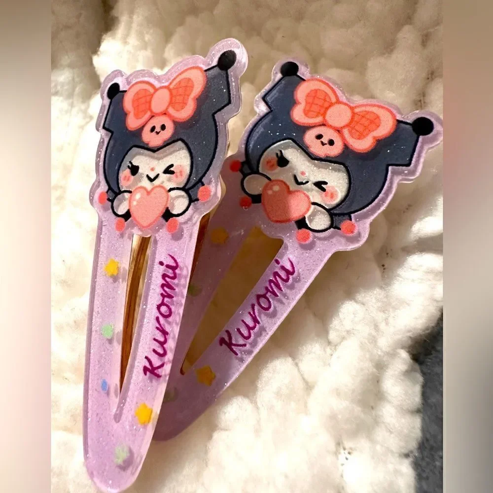 New Sanrio Kuromi Hair Accessories – 2 pcs Hair Clips